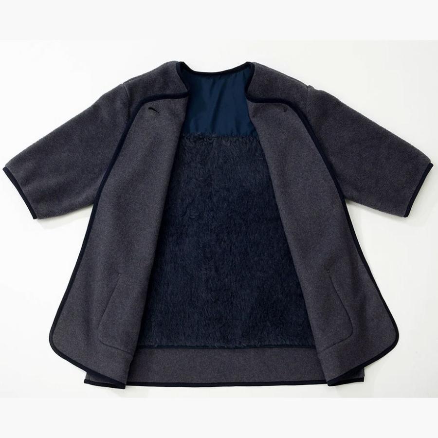 メリノン ルームウェア フリーサイズ ブルーグレー/ベージュ 羊毛 ウール WOOL 日本製の画像