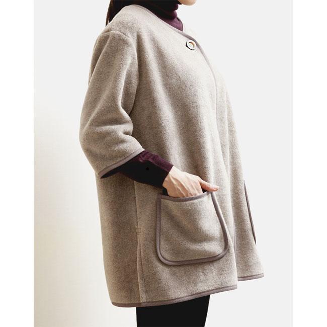 メリノン ルームウェア フリーサイズ ブルーグレー/ベージュ 羊毛 ウール WOOL 日本製の画像
