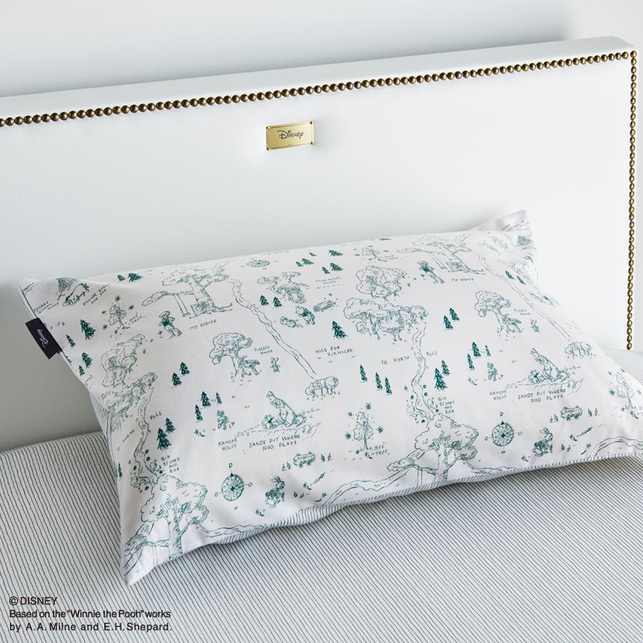 ピローケース 枕カバー 65×45cm PP01 枕カバー 日本製 綿100% サテン生地 グリーン/イエロー/ボタニカル ディズニーコレクションバイシーリー プーさん | Sealy | 04
