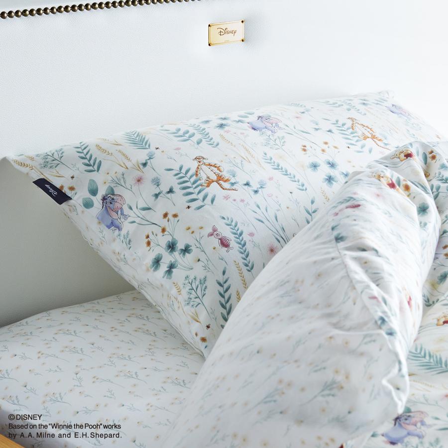 ピローケース 枕カバー 65×45cm PP01 枕カバー 日本製 綿100% サテン生地 グリーン/イエロー/ボタニカル ディズニーコレクションバイシーリー プーさん | Sealy | 08