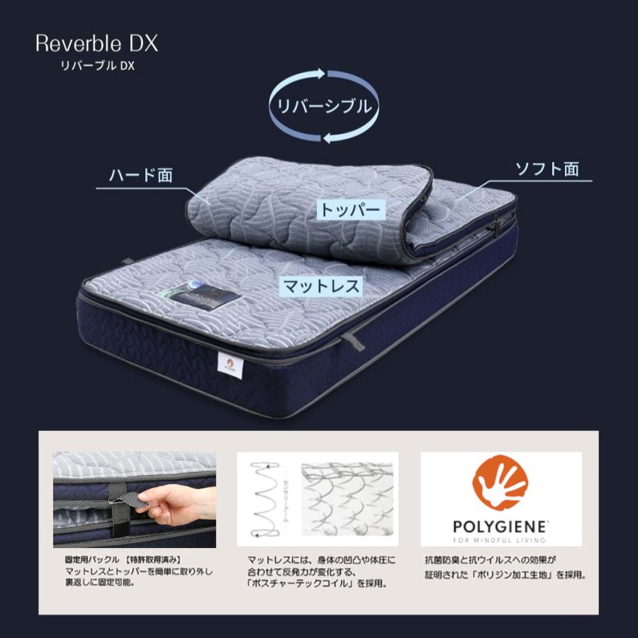 マットレス 薄型マットレス セット リバーブルDX スタンダード ダブル Dサイズ シーリー 日本製 配送無料 ポリジン加工 抗菌防臭 裏表で硬さ変化 | Sealy | 04