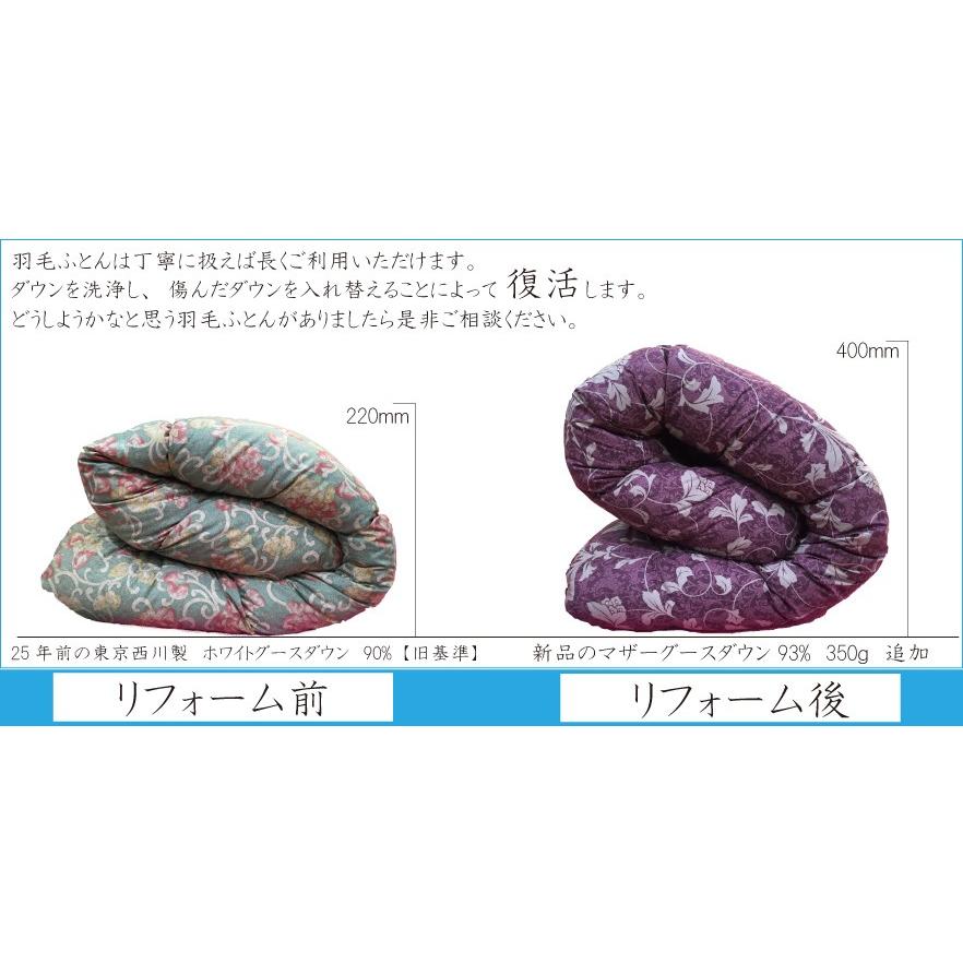 21高い素材 西川の羽毛ふとんリフォーム 創業450年を超える西川の安心リフォームです シングルサイズ シングルサイズ 足し羽毛マザーグースダウン93 ゴア羽毛ふとん 布団 Equityaxis Net