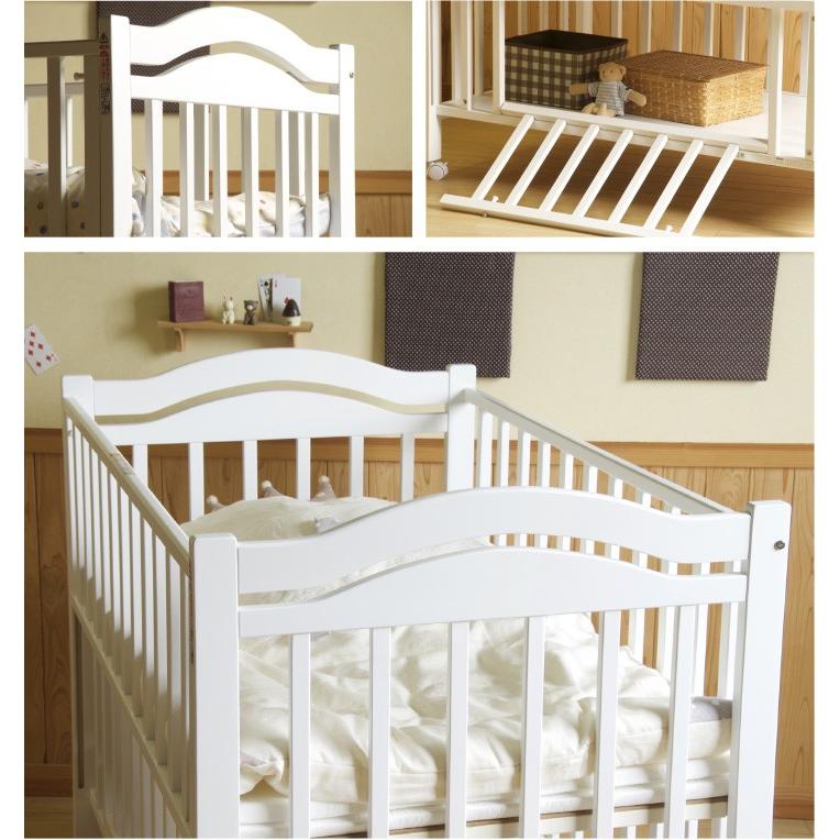 石崎家具 日本製 ベビーベッド「アリス WH（ホワイト）【＋セット販売