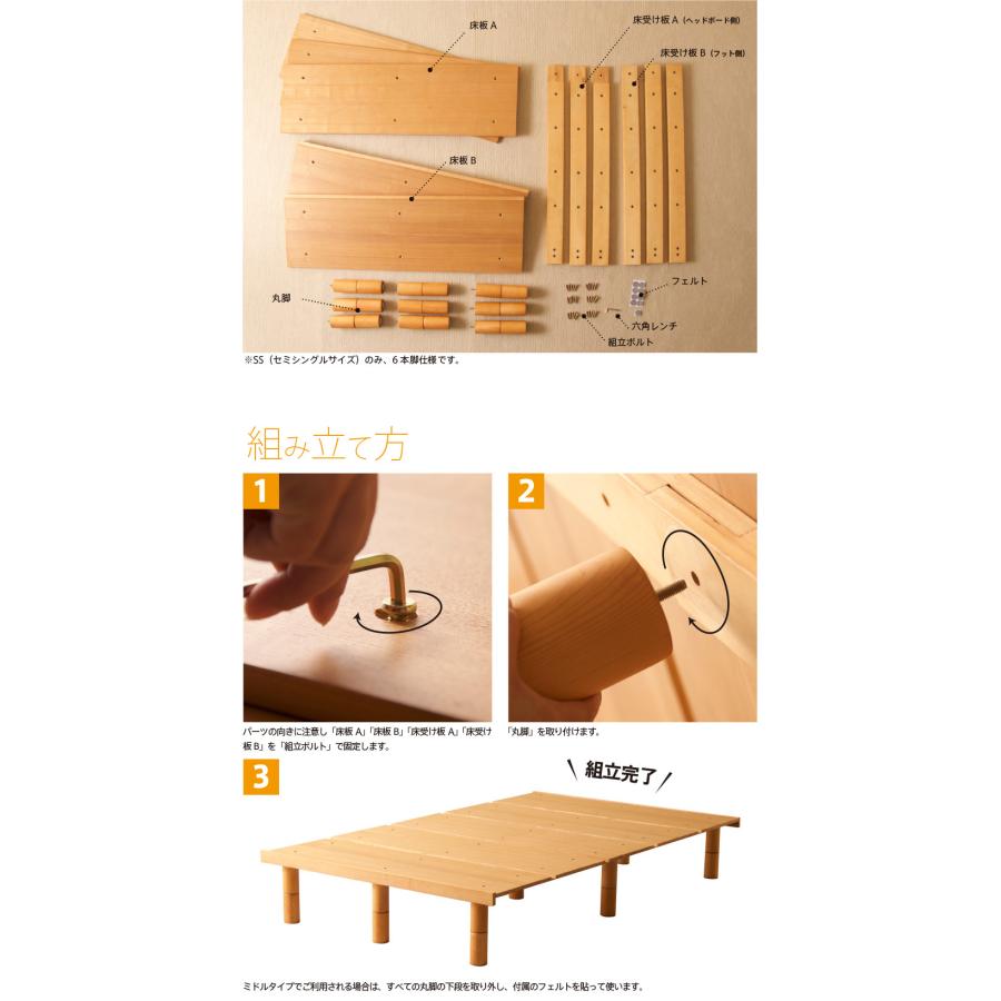 石崎家具 木製 ベッドフレーム 「Mjuk（ミューク）ヘッドレスタイプ