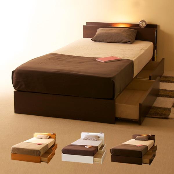 木製 収納付きベッド 「Symphony（シンフォニー）」 　収納ベッド 引き出し付き 宮付き コンセント付き ライト 照明 収納 大容量 石崎家具 | 石崎家具