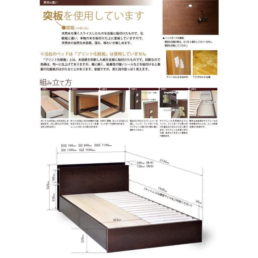 木製 収納付きベッド 「Symphony（シンフォニー）」 　収納ベッド 引き出し付き 宮付き コンセント付き ライト 照明 収納 大容量 石崎家具 | 石崎家具 | 05