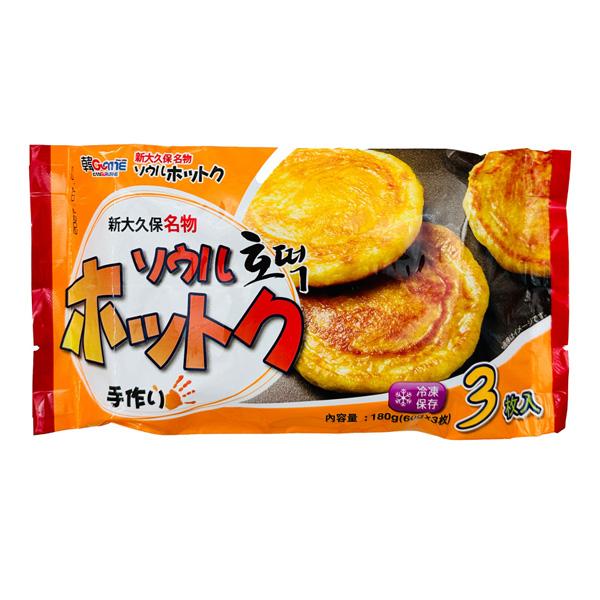 ソウルホットク 新大久保名物 / 180g(60gＸ3枚) ソウル手作りホットク 韓国の屋台スイーツ もちもちの生地 ホットック（冷凍） |  | 05