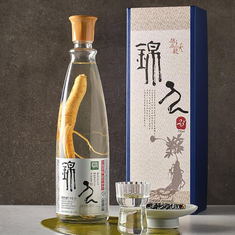 【新品・未開封・入手困難】韓国　高級酒　山参　お酒　高麗人参　5本売りレア 錦山] 人参酒 高麗人参酒 ギフト用 / 720ml 23度 クムサン 発酵酒 5年