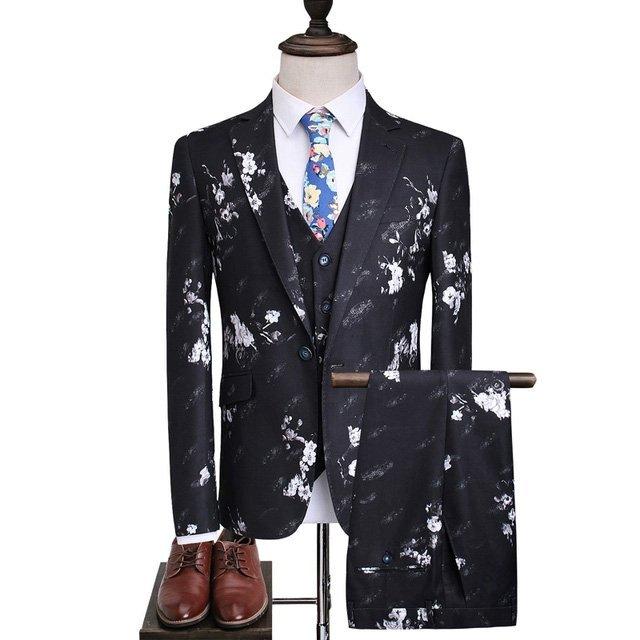 堅実な究極の ブラック スーツ メンズ タキシード 紳士服 プリント 3点セット スーツ メンズ タキシード プリント スーツセット 大きいサイズ 二次会 結婚式 紳士服 3ピーススーツ 3点セット フォーマル かっこいい スーツ フォーマル Rankinengineering Com