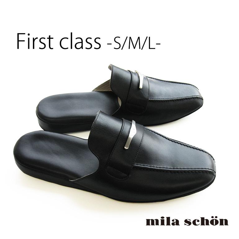mila schön皮革スリッパL（black） mila schon（ミラショーン） スリッパ 室内 冬 ルームシューズ