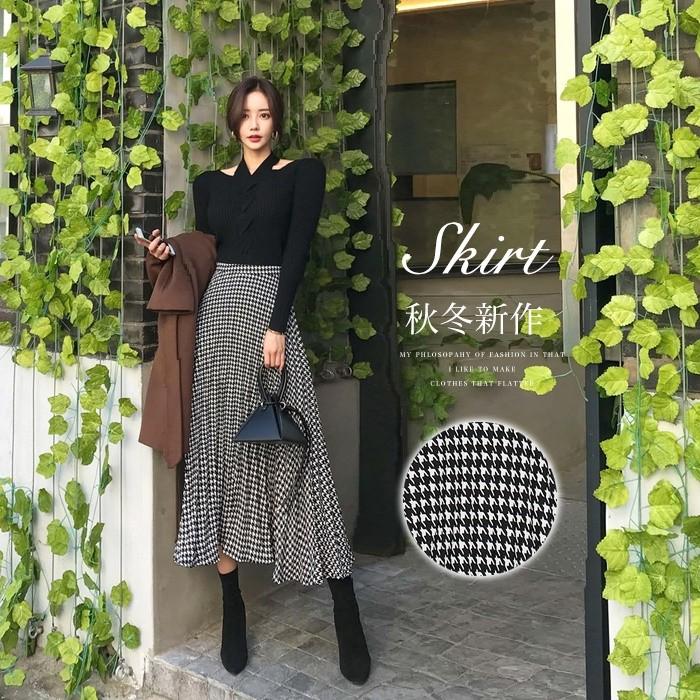 千鳥格子柄スカート 秋 スカート ボトムス プリーツスカート ロングスカート ミモレ丈 大人可愛い おしゃれ 美脚 着痩せ ゆったり レディース 通勤 通学 Ra2129 Cocomomo レディースファッション 通販 Yahoo ショッピング