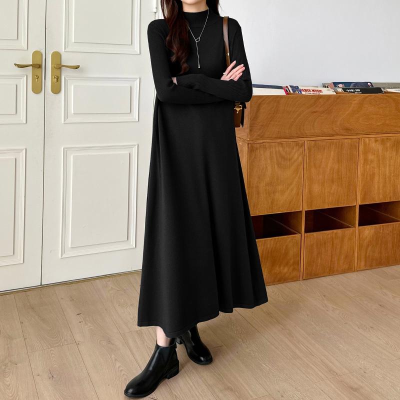 ワンピース ハイネック ニットワンピース ロングワンピース レディース