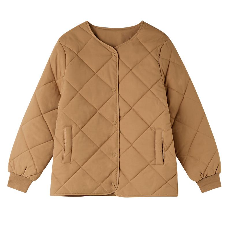 中綿 キルティングジャケット ノーカラー アウター ジャケット