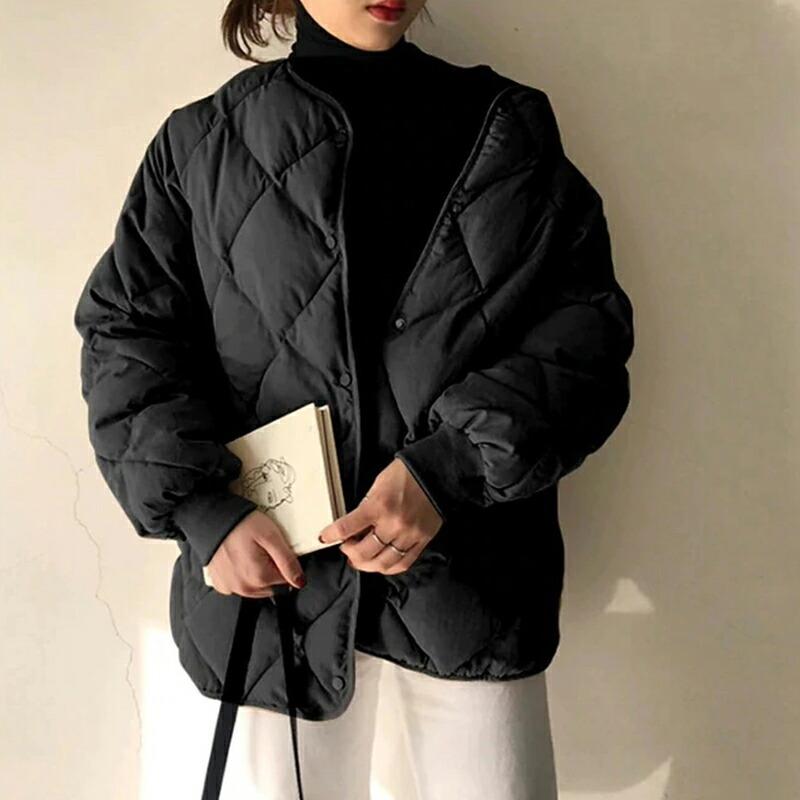 中綿 キルティングジャケット ノーカラー アウター ジャケット