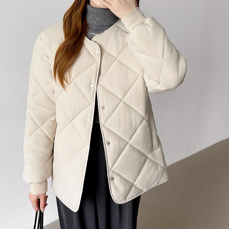 中綿 キルティングジャケット ノーカラー アウター ジャケット