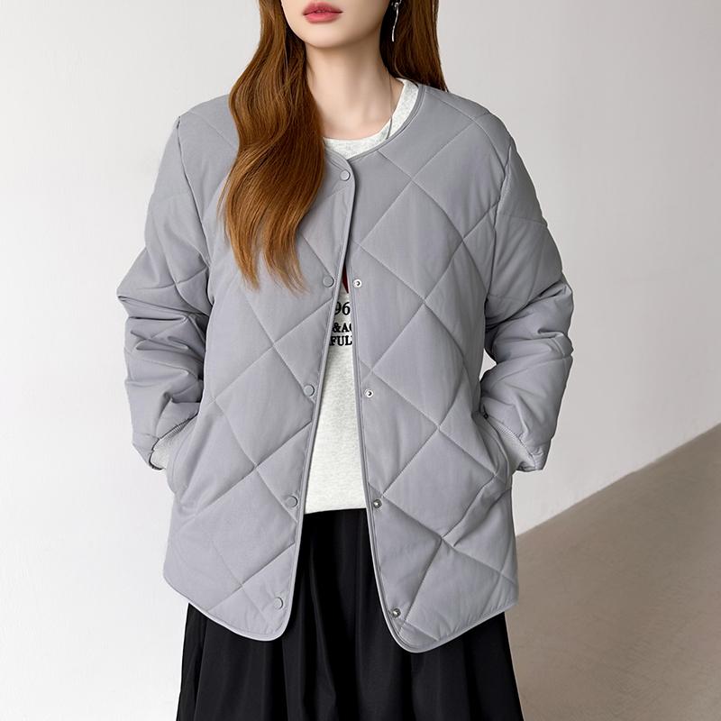 中綿 キルティングジャケット ノーカラー アウター ジャケット