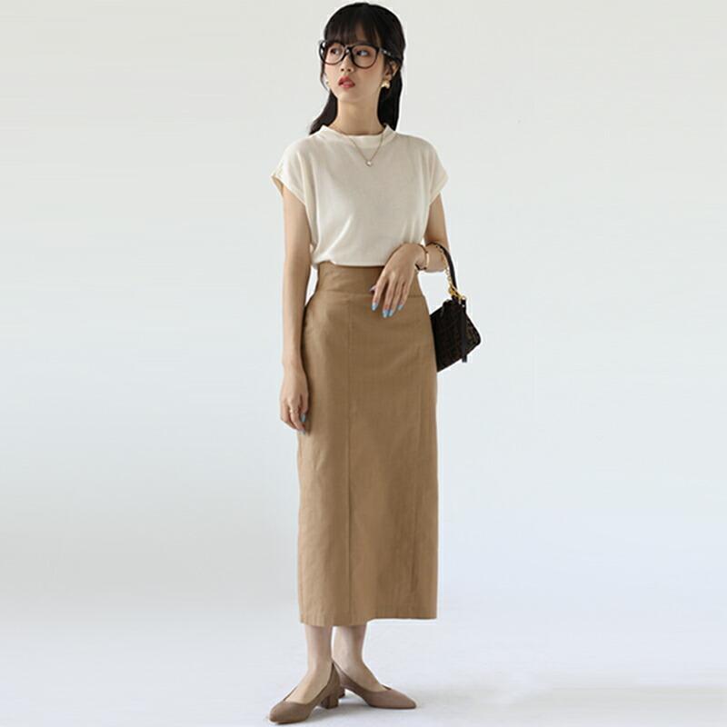 バックスリット タイトスカート ハイウエスト Iライン スカート