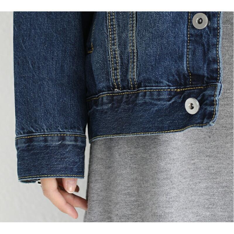 ノーカラー デニムジャケット アウター ビッグサイズ ゆったり 秋 冬