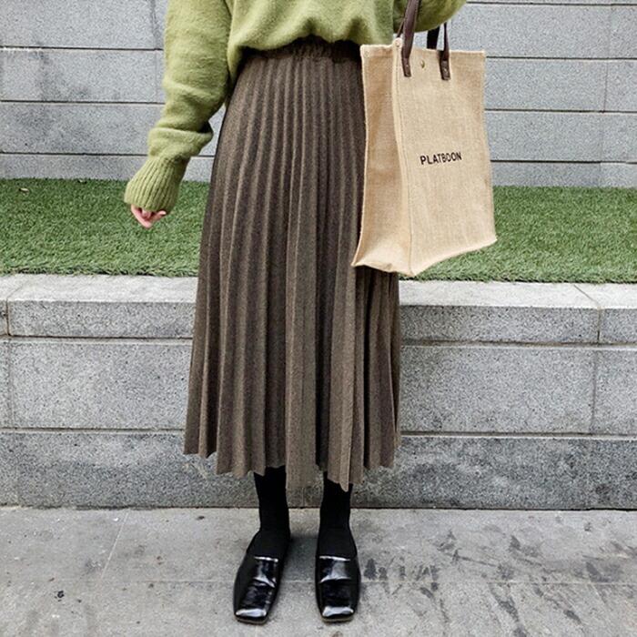 プリーツスカート ロングスカート コーディネート冬 ボトムス韓国 A ...