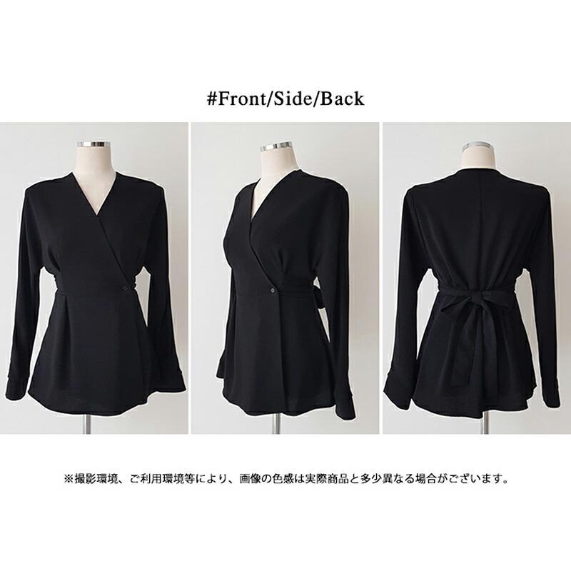 チュニック カシュクール 巻き トップス シャツ ブラウス 長袖 バック