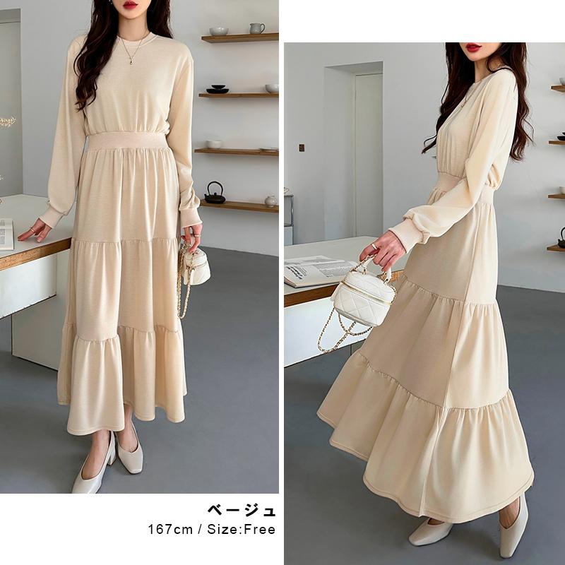ワンピース ティアードワンピース ロングワンピース スウェット