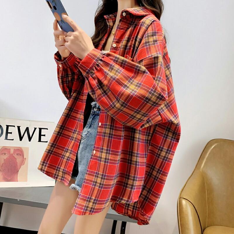 コットン チェックシャツ チェック柄 シャツ レディース 長袖 襟 コットン チェックシャツ チェック柄 シャツ レディース 長袖 襟