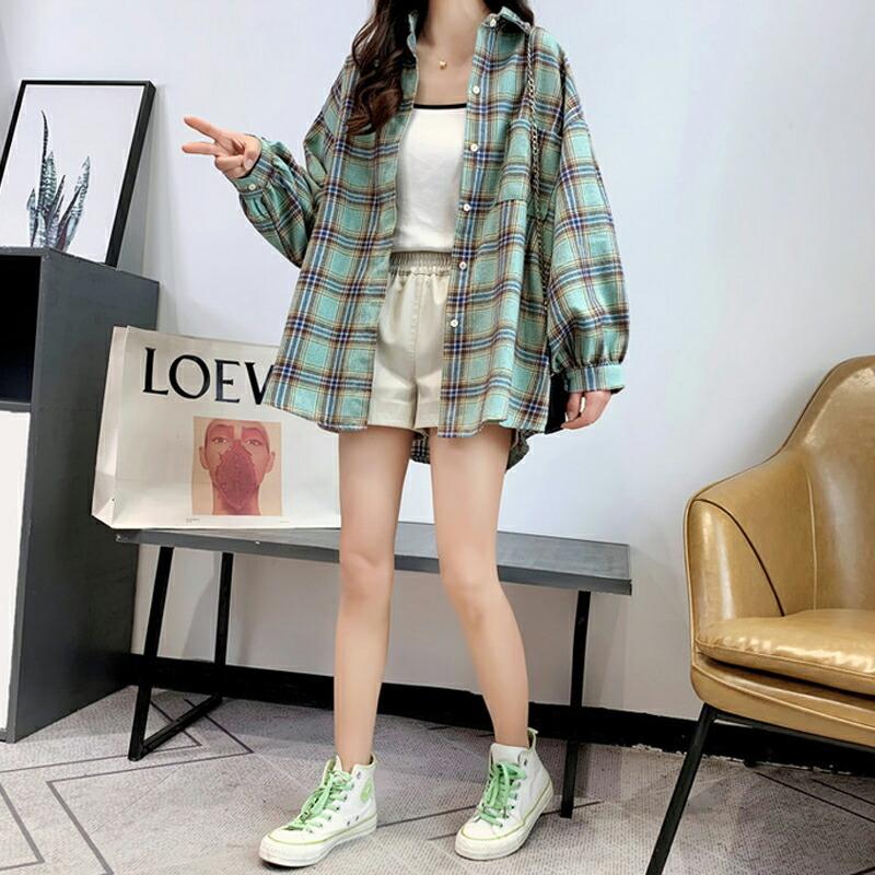 コットン チェックシャツ チェック柄 シャツ レディース 長袖 襟 コットン チェックシャツ チェック柄 シャツ レディース 長袖 襟
