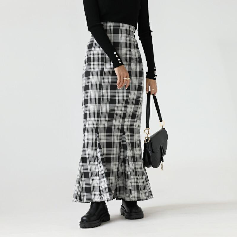 レディース ボトムス マーメイド スカート | S M L チェック柄 ロング