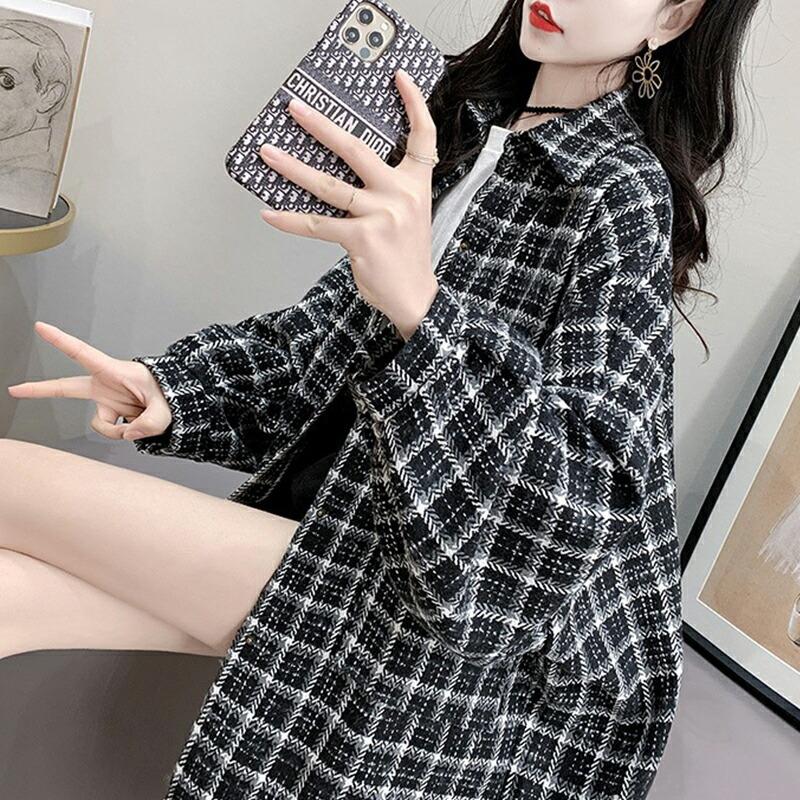 最大51 Offクーポン レディース トップス シャツ Free 総柄 チェック ロング丈 長袖 ポリエステル オーバーサイズ 華奢見せ 春 秋コーデ 冬コーデ カジュアル 韓国ファッション Bestdream Store