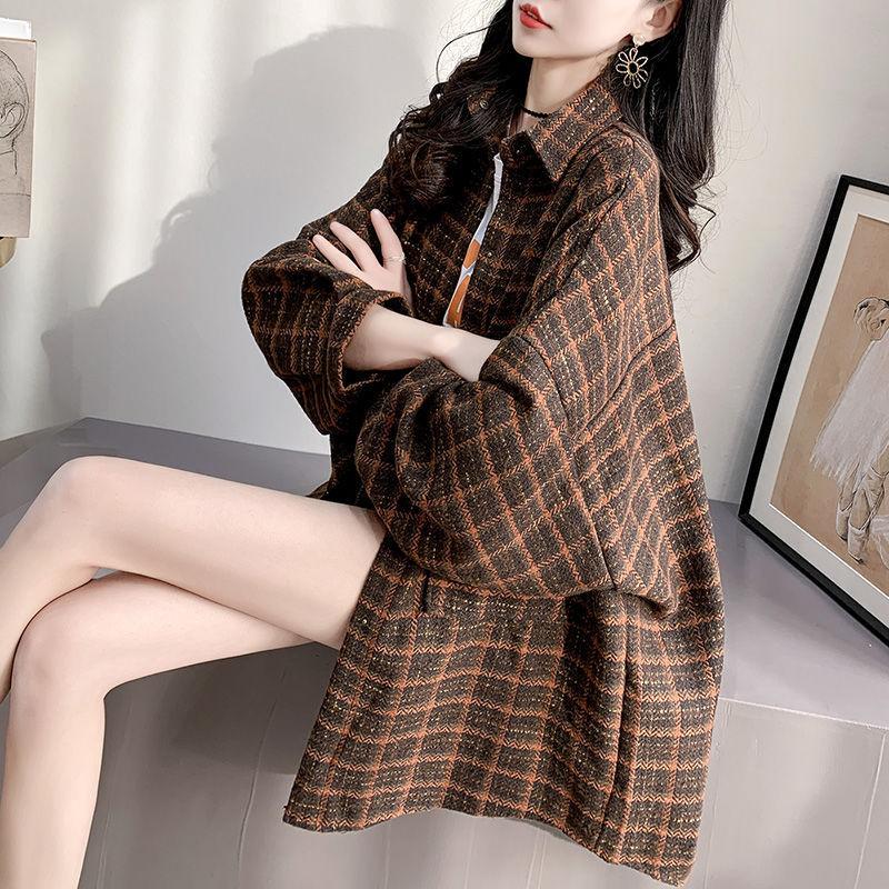 最大51 Offクーポン レディース トップス シャツ Free 総柄 チェック ロング丈 長袖 ポリエステル オーバーサイズ 華奢見せ 春 秋コーデ 冬コーデ カジュアル 韓国ファッション Bestdream Store