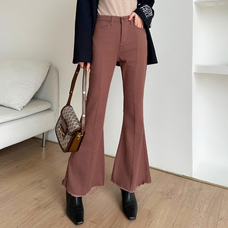 裏起毛 デニムパンツ レディース ロング フレアパンツ カジュアル 秋冬