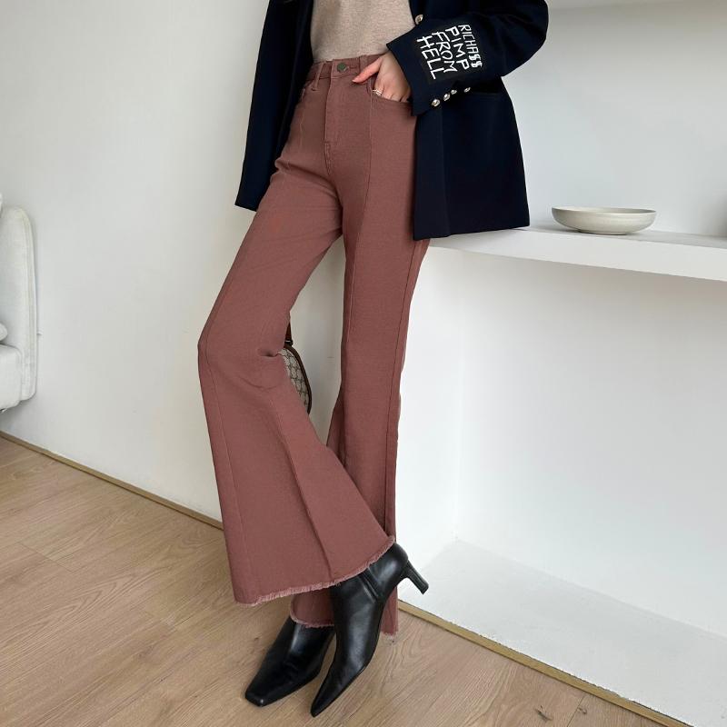 裏起毛 デニムパンツ レディース ロング フレアパンツ カジュアル 秋冬