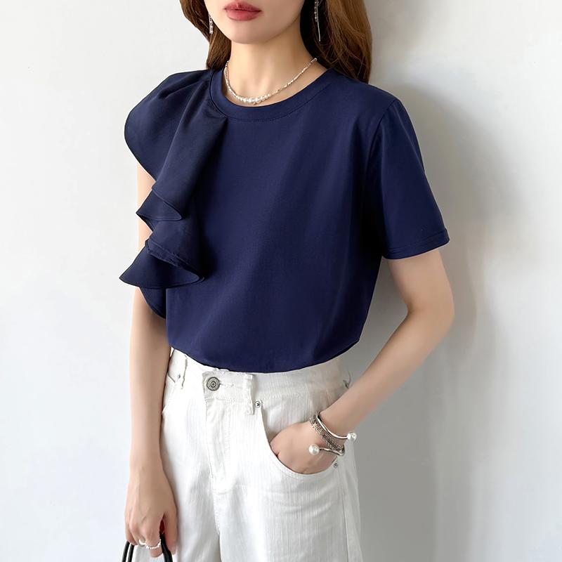 【希少】ディオール ヴィンテージ 襟フリル カットソー 半袖 トップス 白 M フリル アシンメトリー カットソー Tシャツ レディース 半袖 トップス