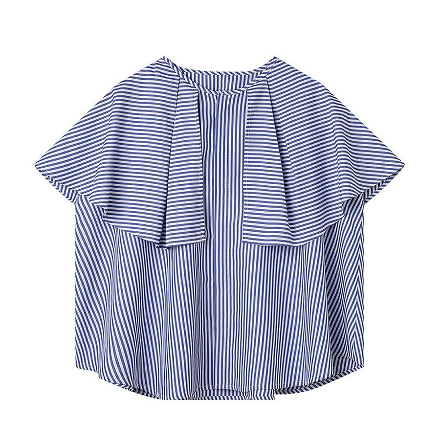 FLAIR ブラウス ケープ レディース トップス ビッグカラー 半袖