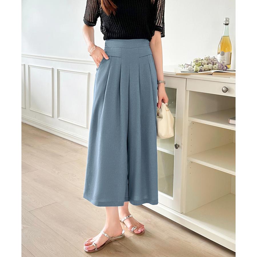 ワイドパンツ ガウチョパンツ レディース 綿 リネン ワイド パンツ