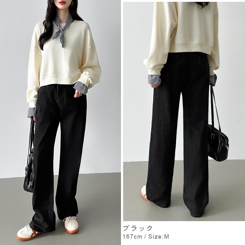 もか③3Lワイドストレートデニムパンツ　サックス　カジュアル　大きいサイズ もか③3Lワイドストレートデニムパンツ サックス カジュアル