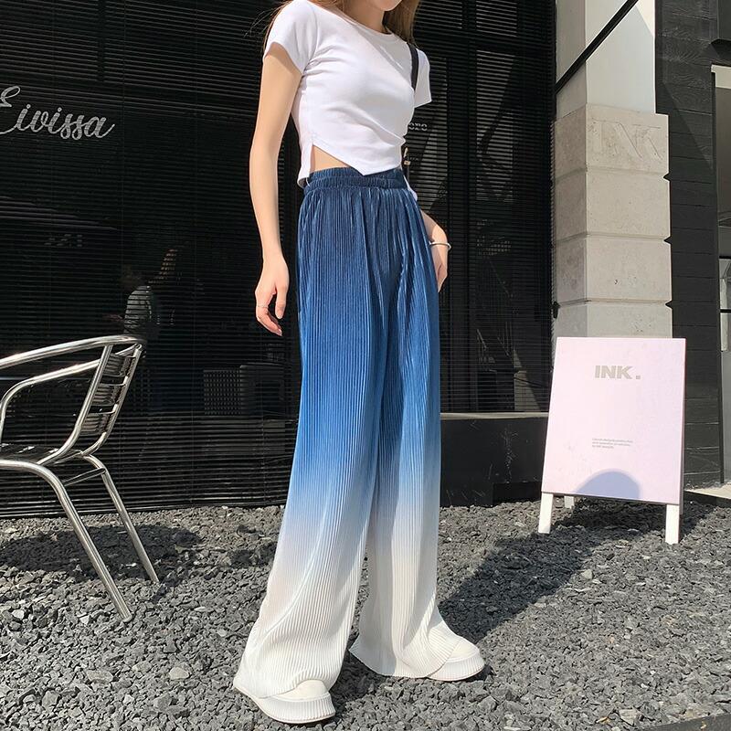 ワイドパンツ グラデーション ストレート パンツ ズボン ボトムス