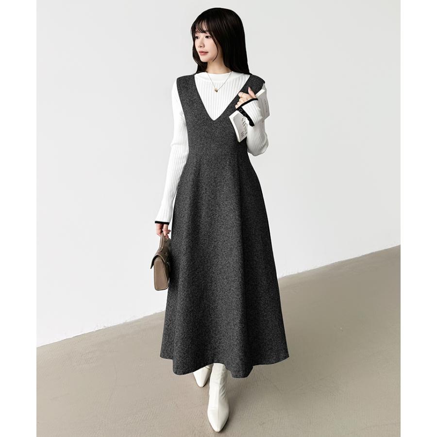 FLAIR ジャンパースカート ワンピース レディース ロング ジャンスカ