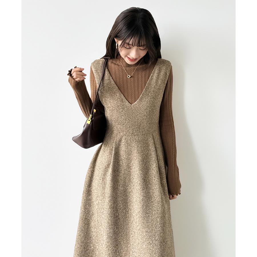 FLAIR ジャンパースカート ワンピース レディース ロング ジャンスカ