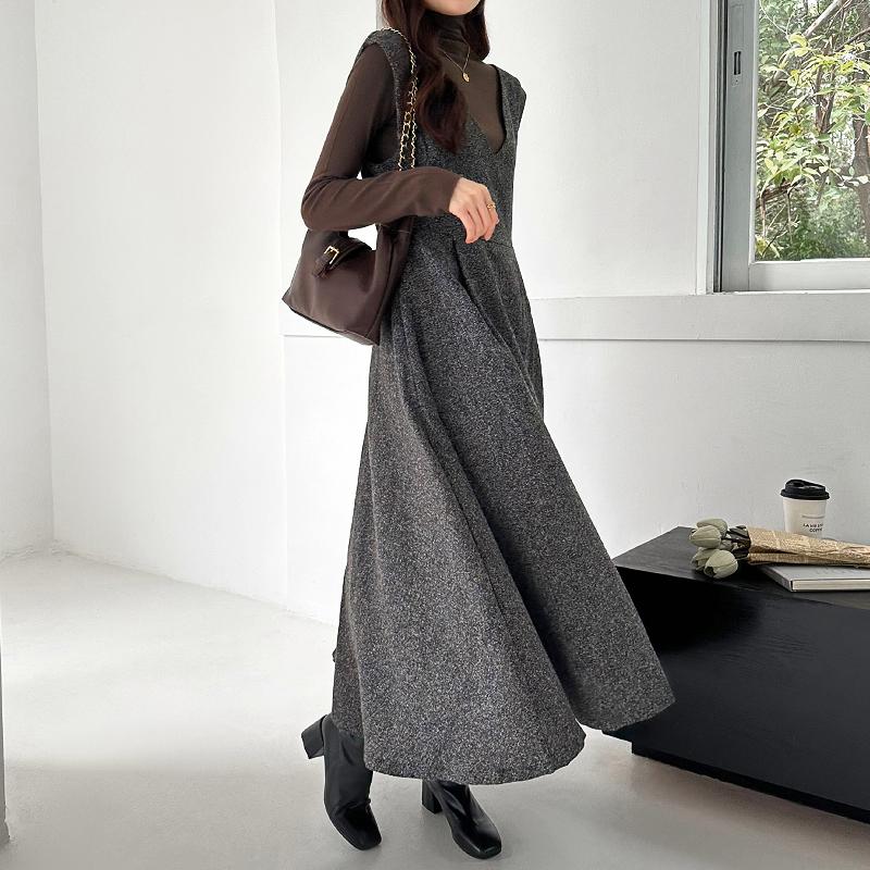 FLAIR ジャンパースカート ワンピース レディース ロング ジャンスカ