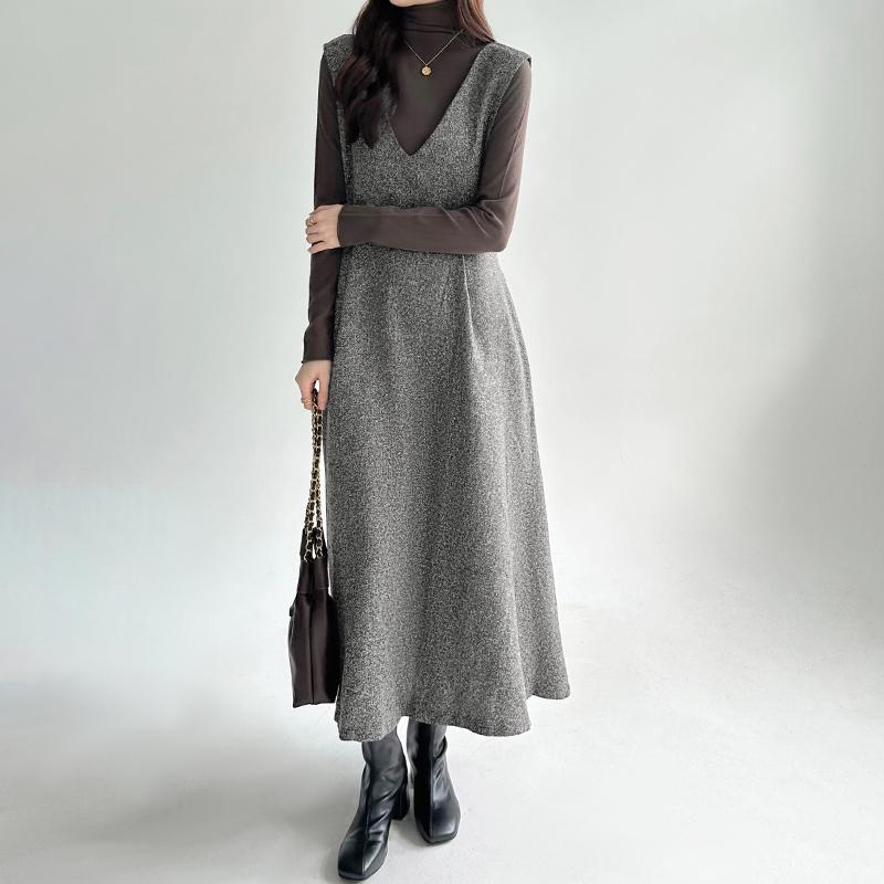 FLAIR ジャンパースカート ワンピース レディース ロング ジャンスカ