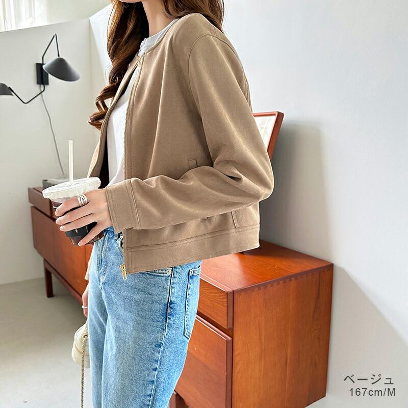 ブルゾン レディース ノーカラージャケット 秋 冬 ノーカラーブルゾン アウター ジャケット ノーカラー カジュアル 長袖 羽織 上着 きれいめ ゆったり シン