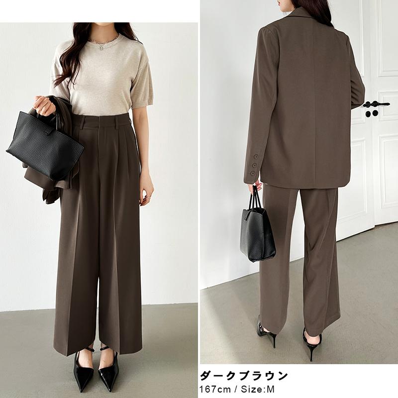 パンツスーツセット テーラードジャケット ワイドパンツ レディース