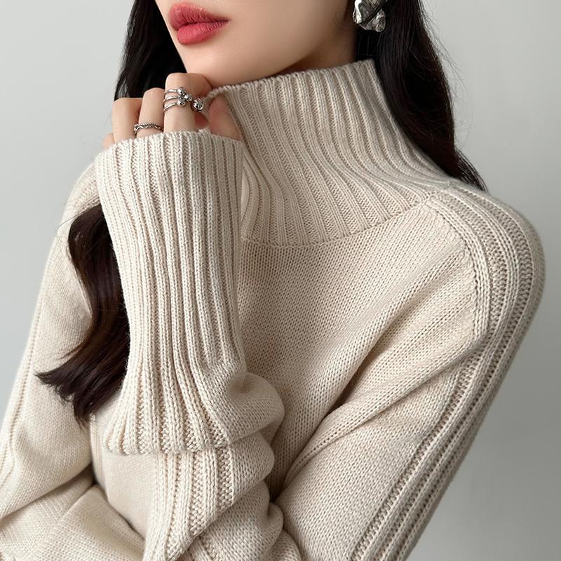 COCOMOMO セーター レディース ハイネック ニット 長袖 リブニット