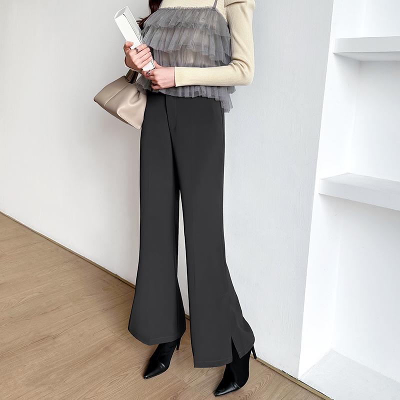 COCOMOMO フレアパンツ スリット入り スラックス パンツ きれいめ