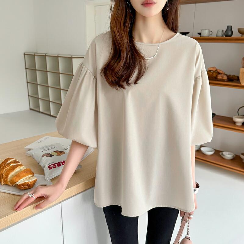 COCOMOMO ブラウス バルーンスリーブ 半袖 トップス 五分袖 バルーン