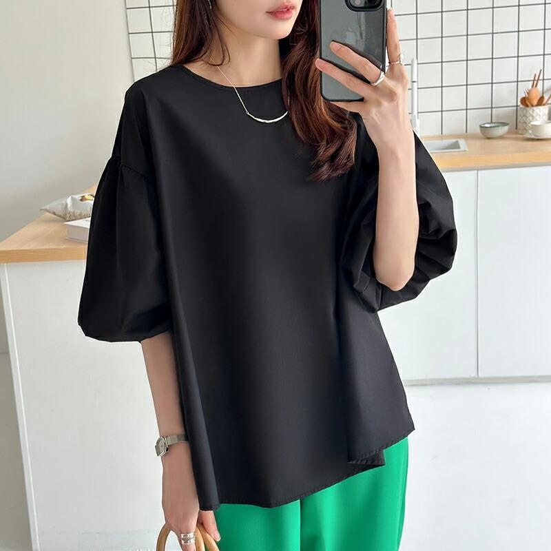 COCOMOMO ブラウス バルーンスリーブ 半袖 トップス 五分袖 バルーン