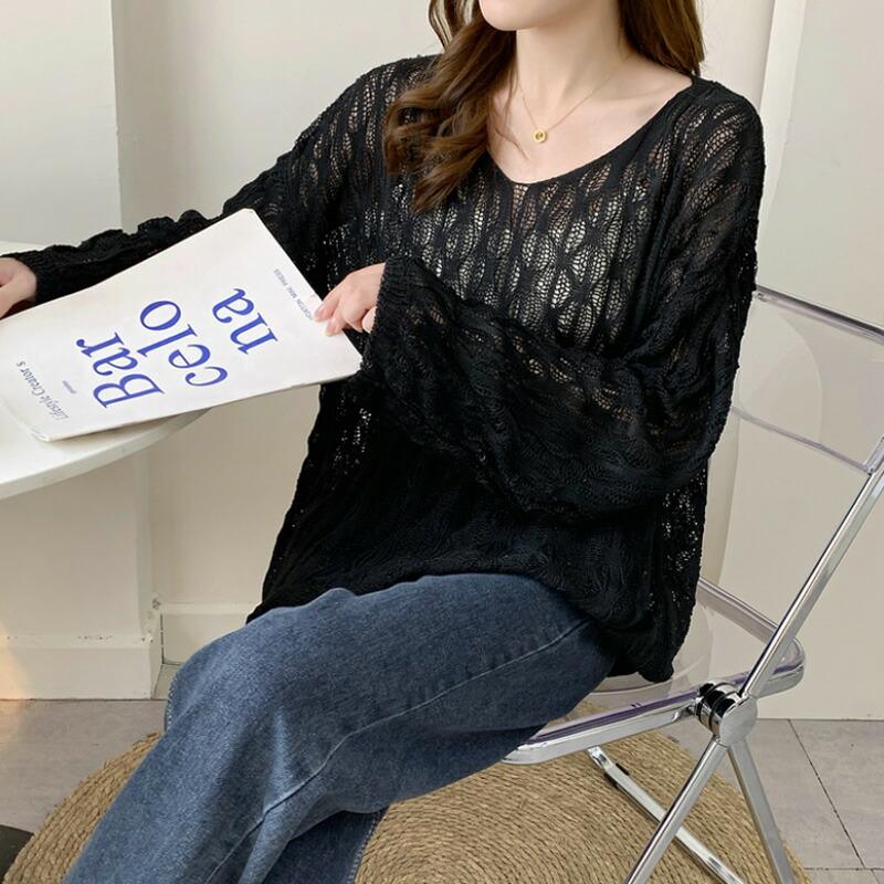 COCOMOMO メッシュ ニット サマーニット 透かし編み メッシュニット