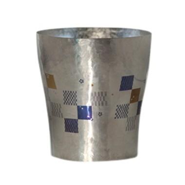 ホリエ　チタン二重タンブラー　市松　華チタン　レーザーD T-15-IM-LD
