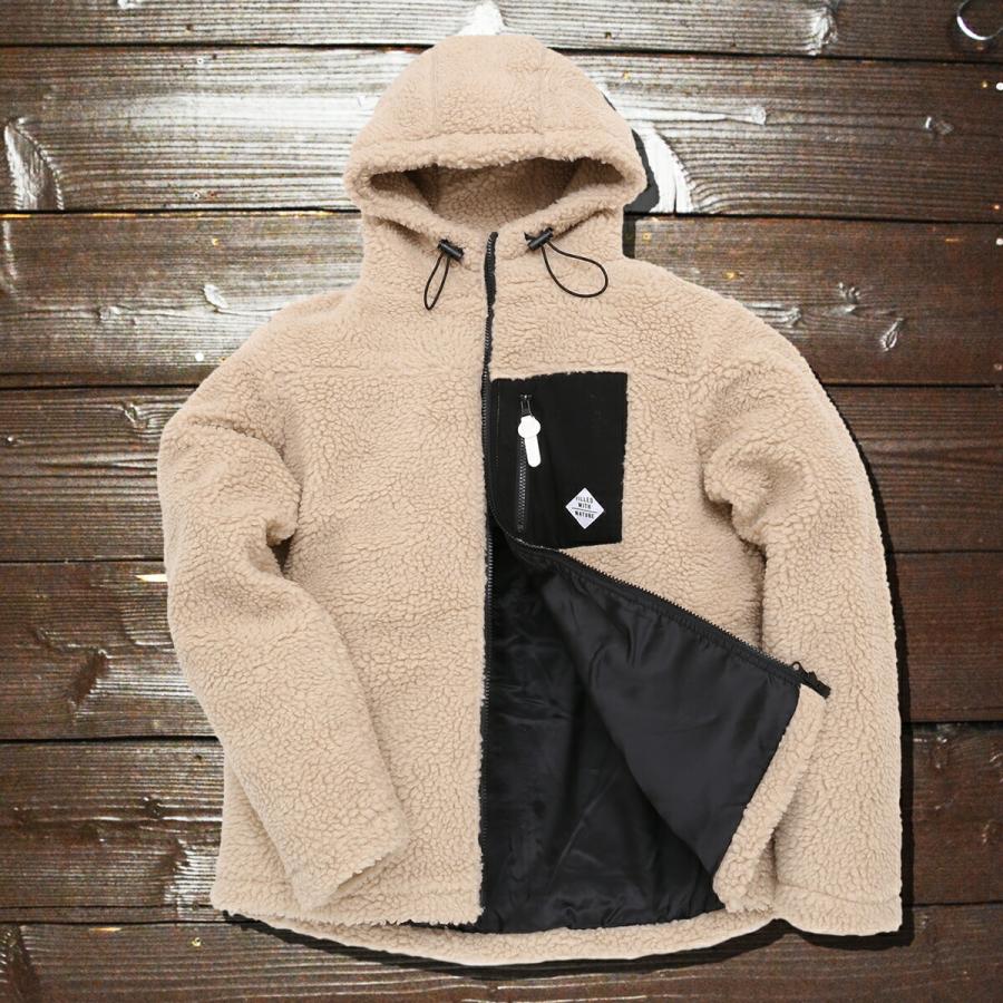 シープボア フード パーカー ジャケット ブルゾン : デニム